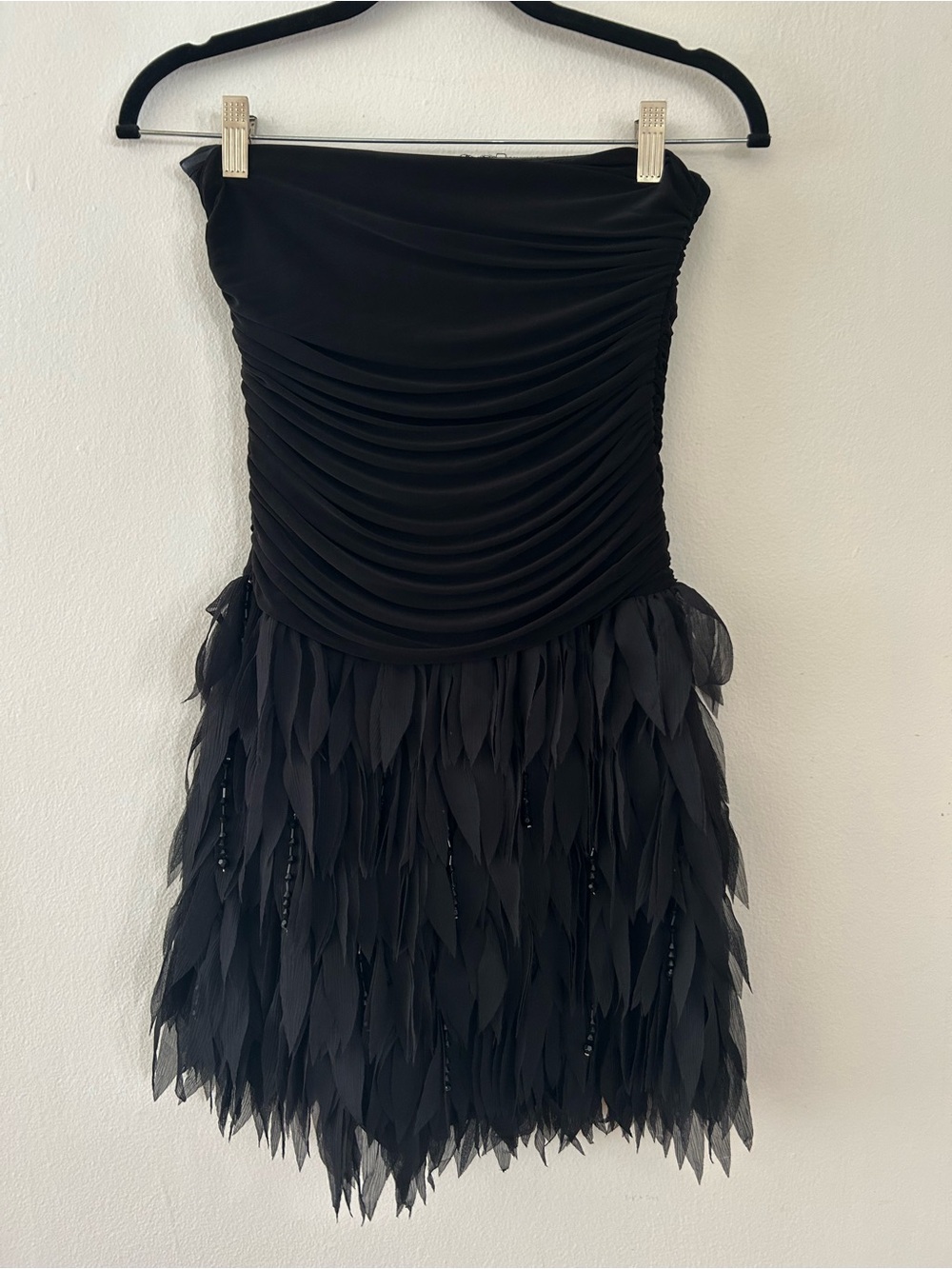 Vintage Forever 21 Flirty Feathery Black Party Dress Formal Line Size Small